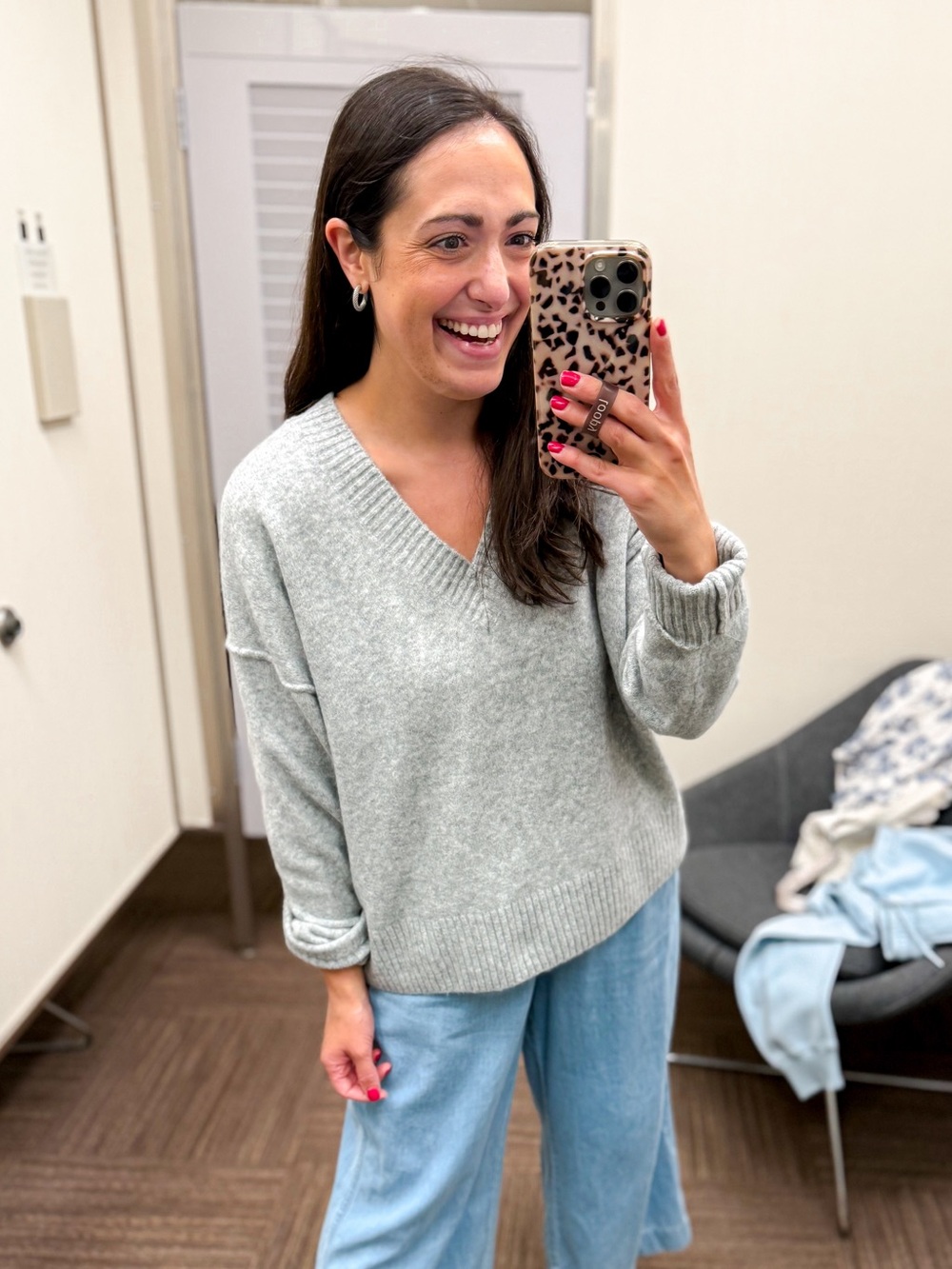 bp Soft Light Gray V-Neck Relaxed Sweater